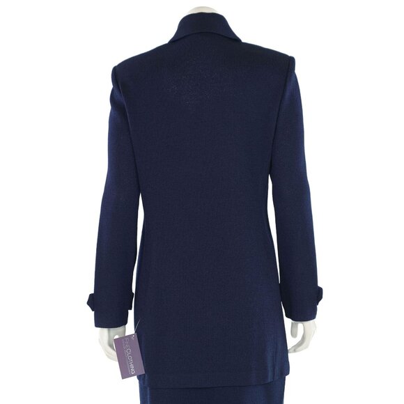St. John Collection 2Pc Long Navy Double-Breasted Jacket & Skirt Suit sz 6/4 - Picture 10 of 13
